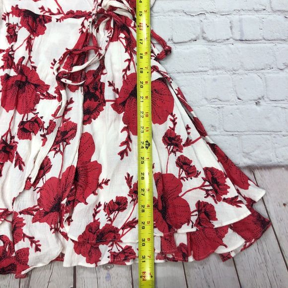 Free People Women Floral Print Ruffled Wrap Dress Size Small B234 -16 - Picture 3 of 12